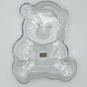 Mikasa Frosted Crystal Teddy Bear in Overalls Serving Dish